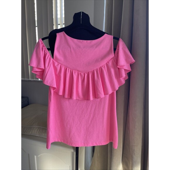 Lilly Pulitzer Lyra Pink Top Ruffled size Small - Picture 3 of 5